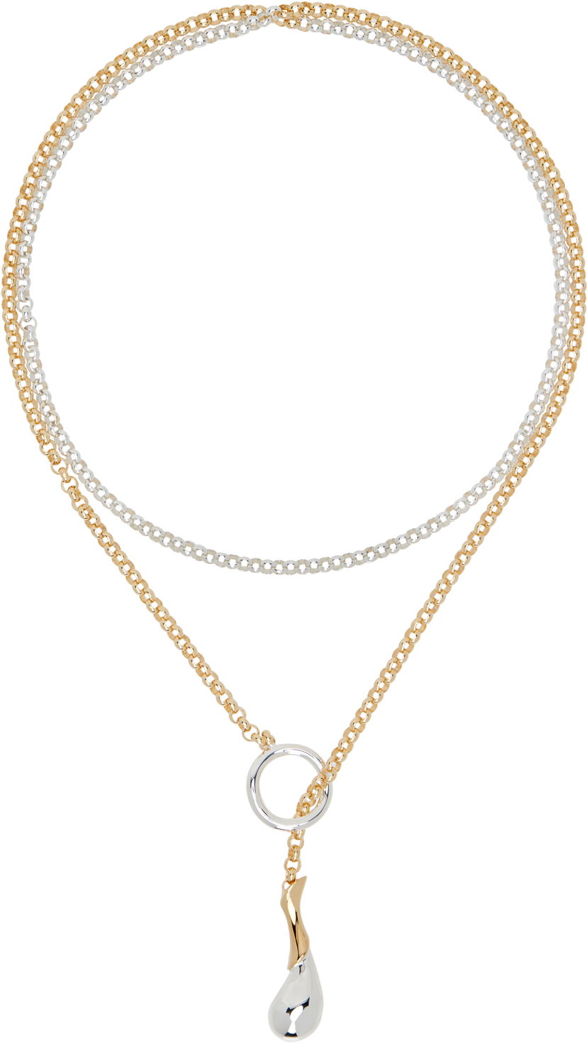 Колие Bottega Veneta Bottega Veneta Two-Tone Drop Chain Necklace Металик | 838143 V507D