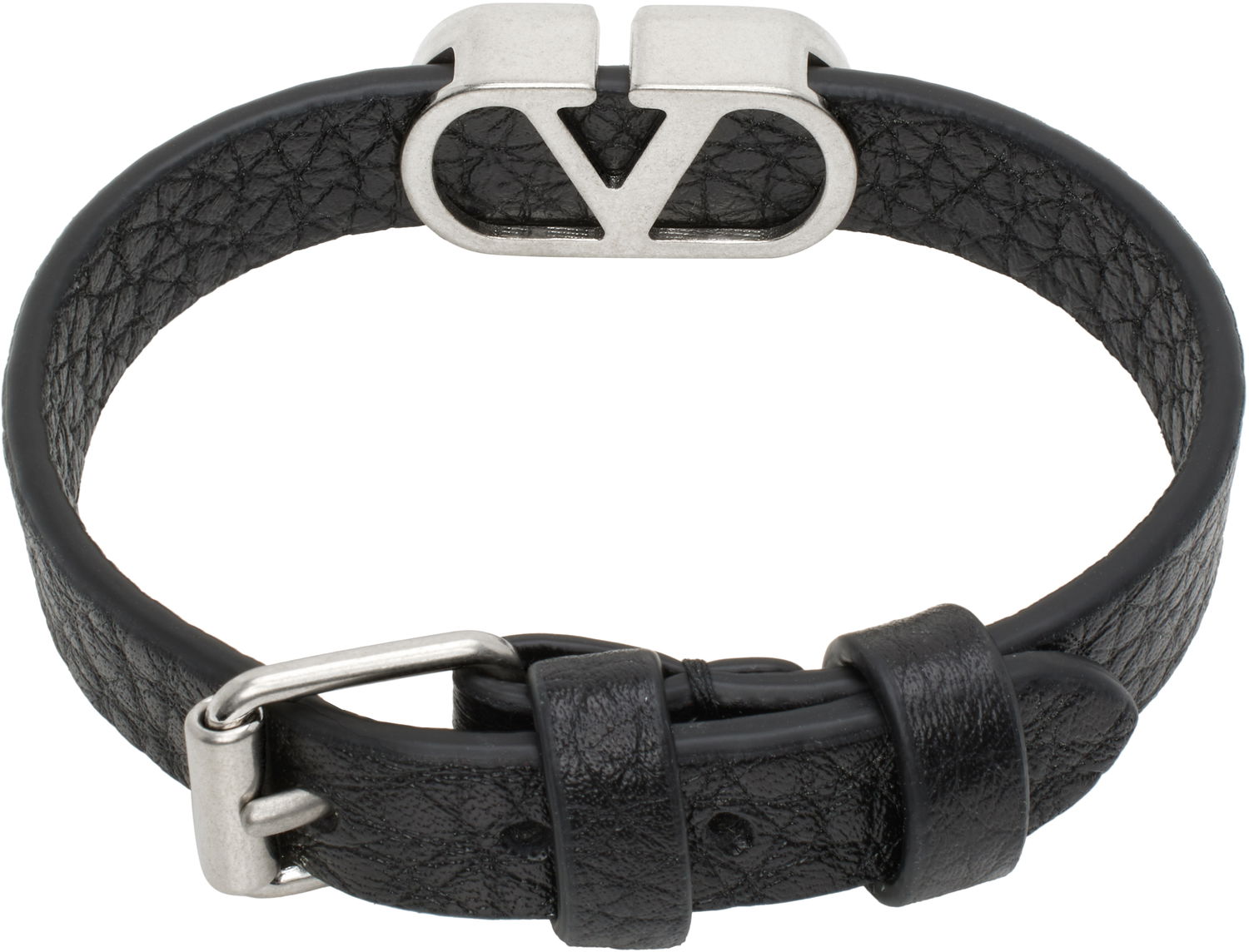 Гривна Valentino Valentino Garavani VLogo Signature Grainy Calfskin Bracelet Черно | 6Y2J0S49GMY, 1