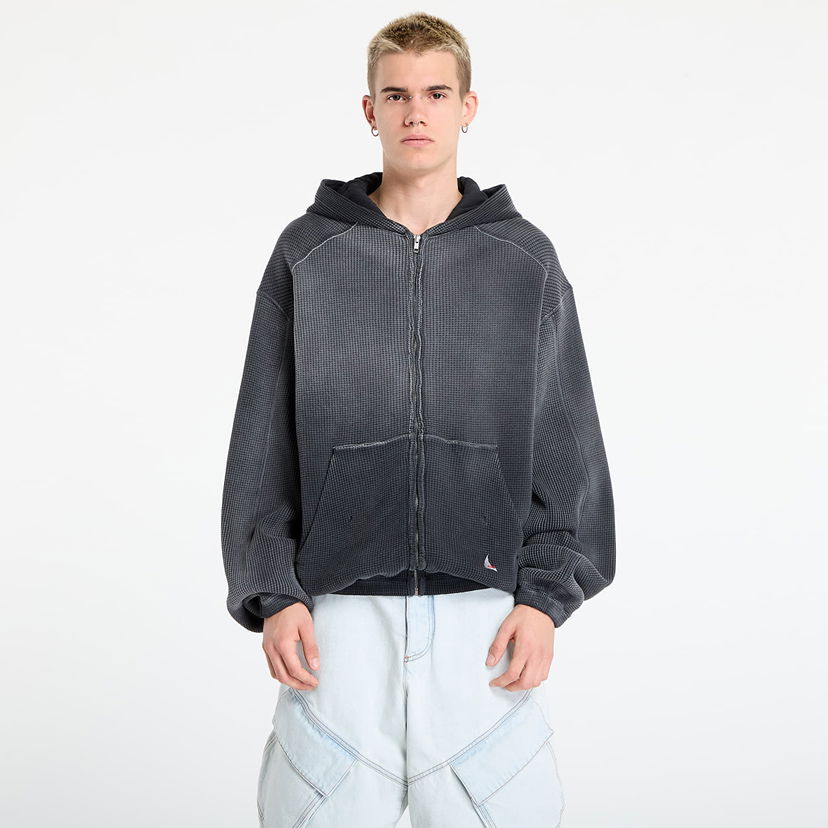 Суитчър ROA ROA Bee Sun Faded Waffle Zip Up Hoodie Черно | RBMW0513FA340 BLK0001