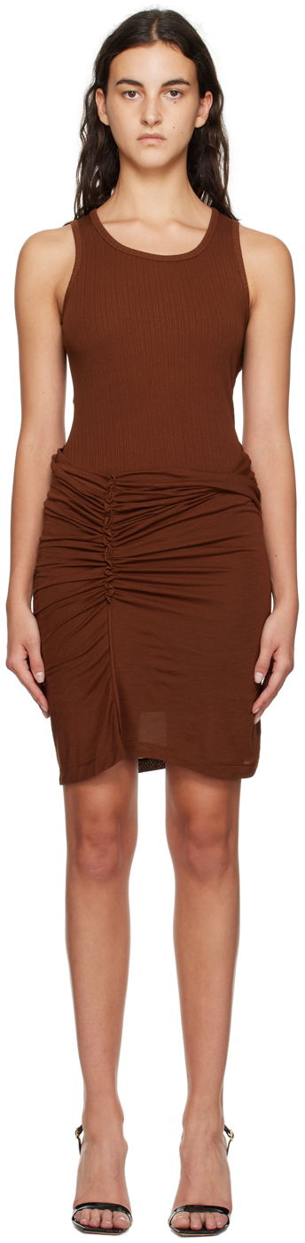 Pокля Helmut Lang Helmut Lang Ruched Mini Dress Кафяво | N06HW605, 0