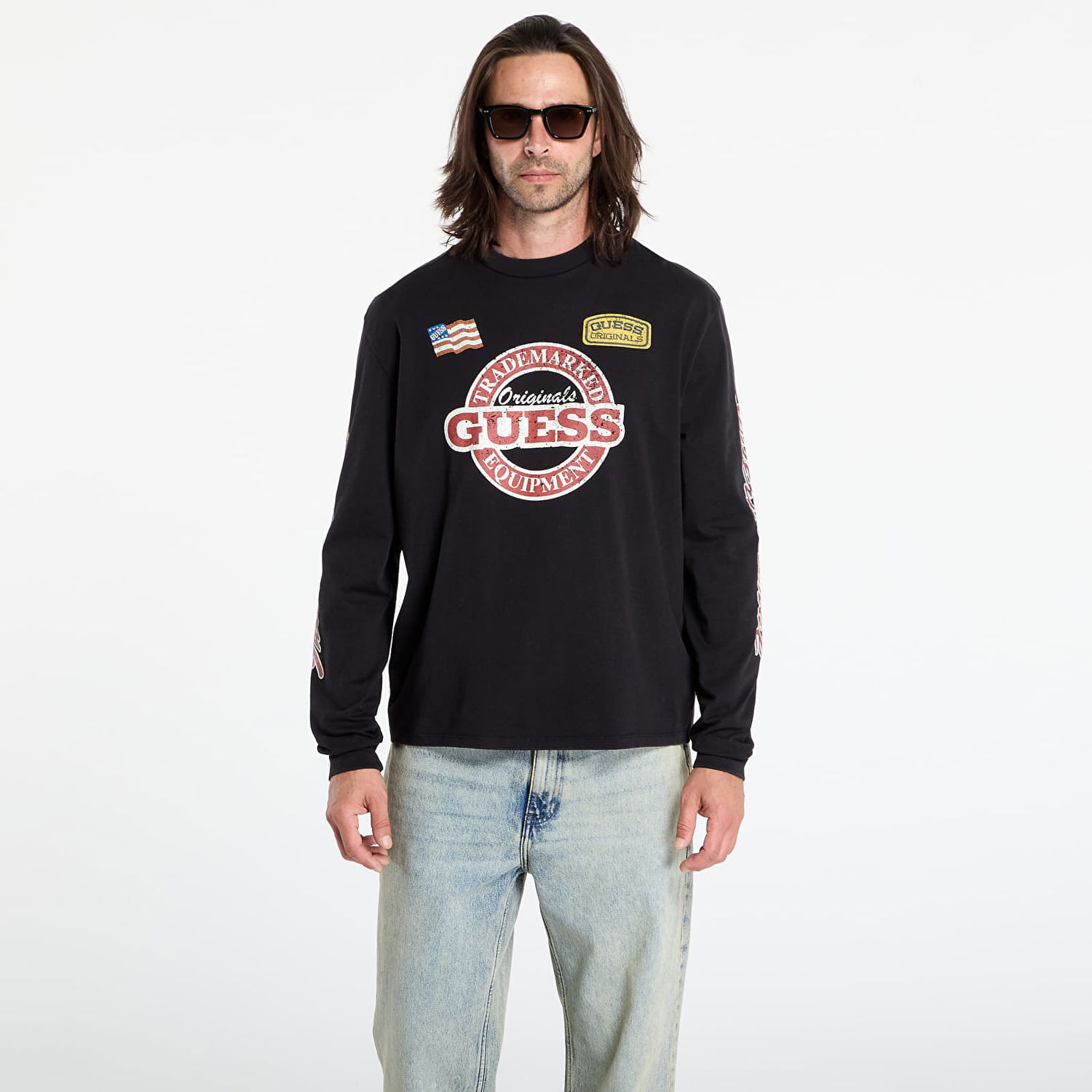 Тениска GUESS Guess Originals Long Sleeve Race Graphic Tee Черно | M5YI56K8FQ4-JTMU, 0