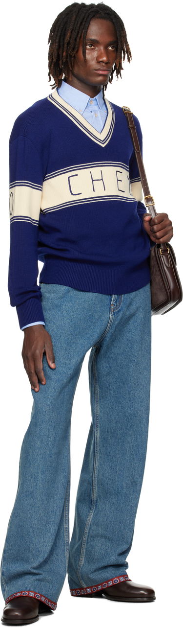 Пуловер Valentino Valentino 'Chez Valentino' Jacquard Pattern Sweater Синьо | 7V3KC34KB02, 3