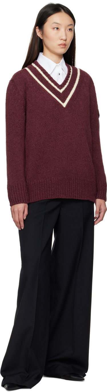 Пуловер Moncler Moncler Padded V-Neck Sweater Бургунди | K20939D00001M5493, 4