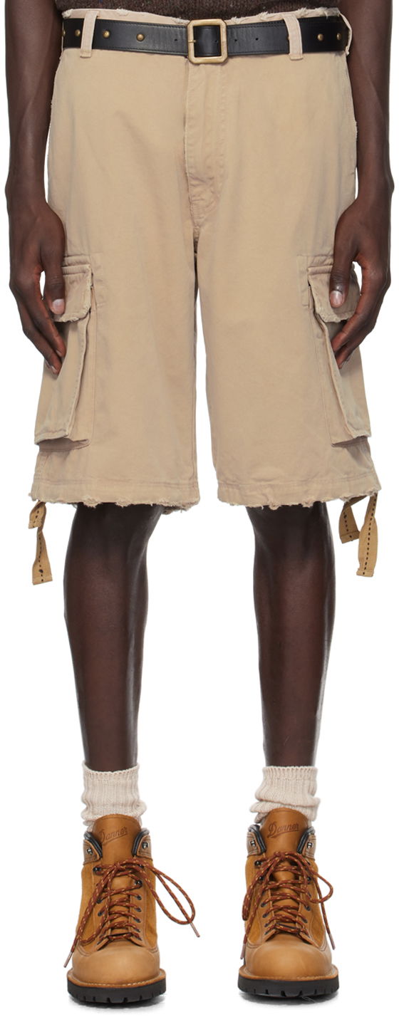 Къси панталони ERL Classic Distressed Cotton Cargo Shorts Бежово | ERL09P005, 0