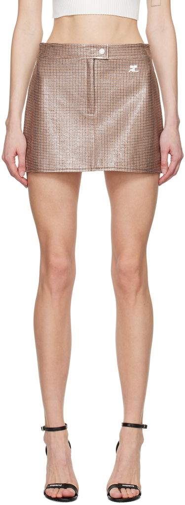 Пола Courrèges Courrèges Checked Miniskirt Кафяво | 124CJU001PR0042, 0