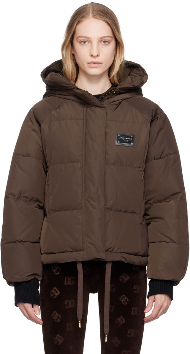 Brown Hooded Insulated Jacket