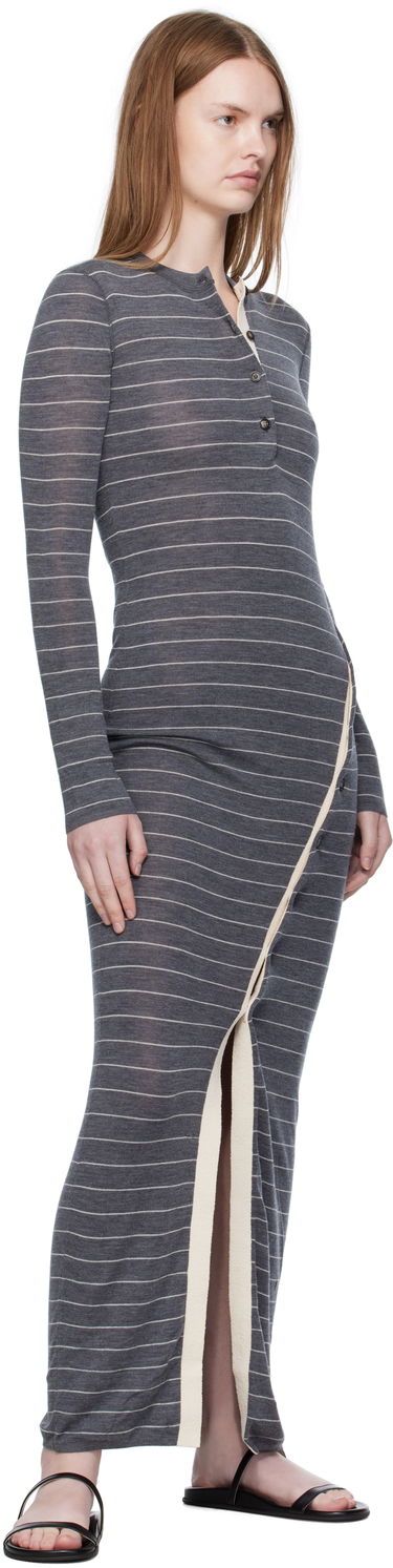 Pокля Nanushka Nanushka Dakoa Striped Terry Merino Maxi Dress Сиво | NW25PFDR03994, 3