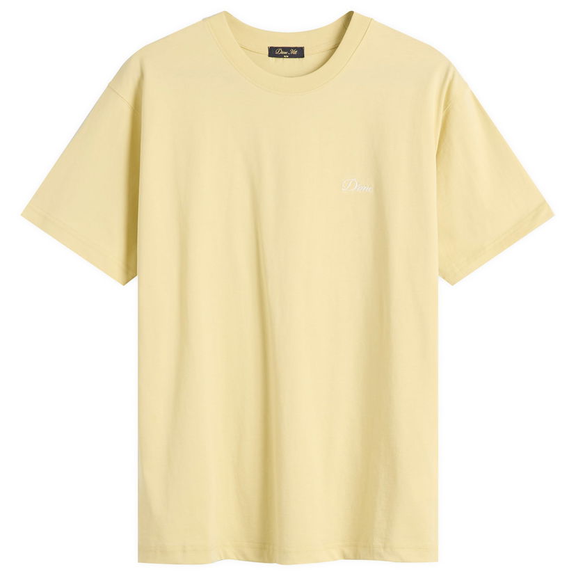 Тениска Dime Dime Cursive Small Logo T-Shirt, Size Large Жълто | DIMEFA2544CRE