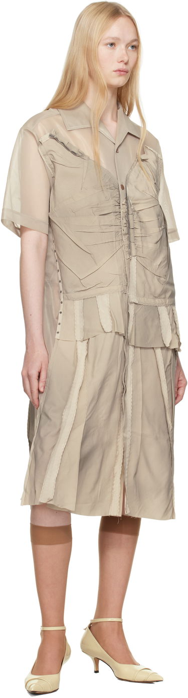 Риза Maison Margiela Maison Margiela Paneled Midi Dress Бежово | S51DD0033 MTJ020, 3