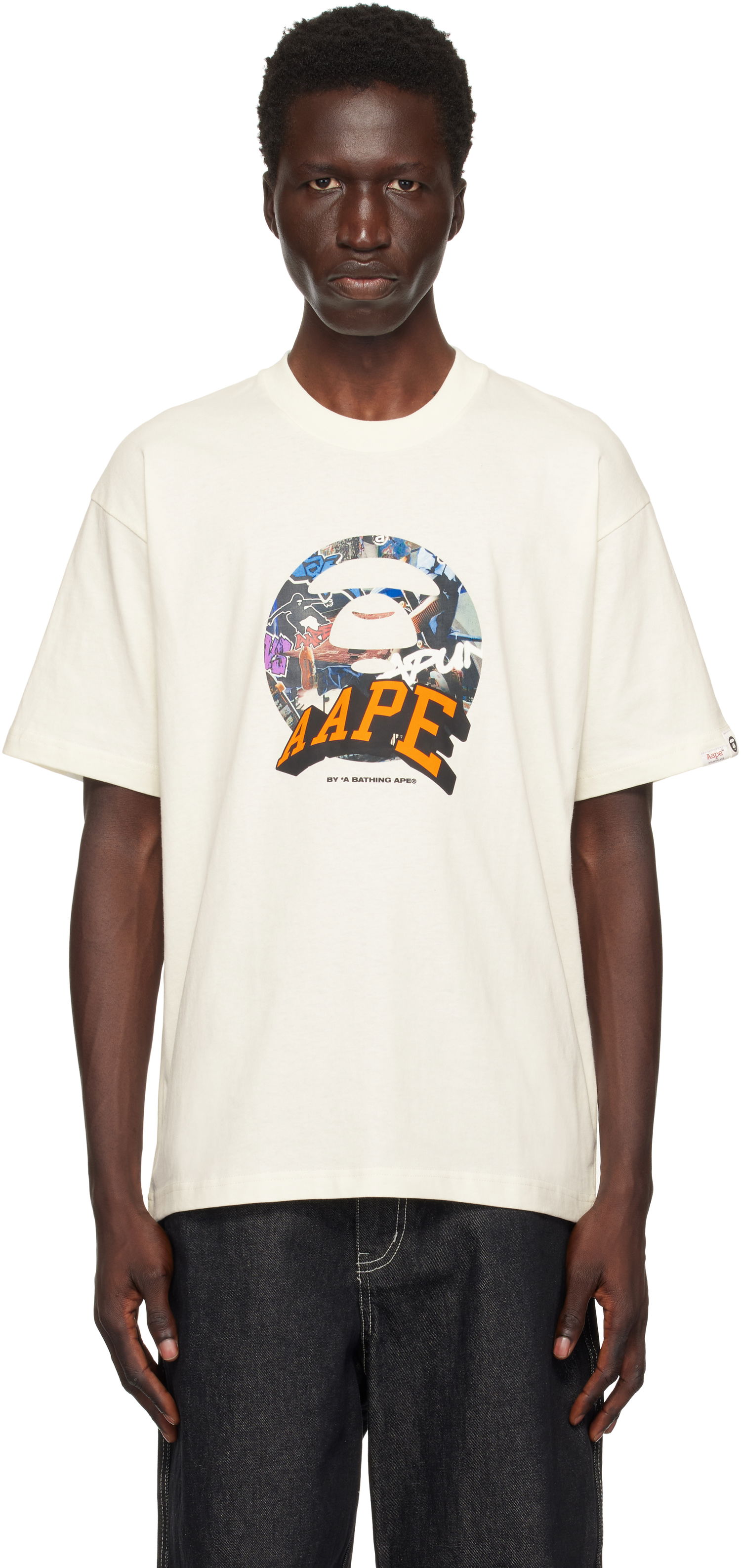 Тениска AAPE by A Bathing Ape AAPE by A Bathing Ape Theme Graphic T-Shirt Бяло | AAPTEM1551XXNIVX, 0