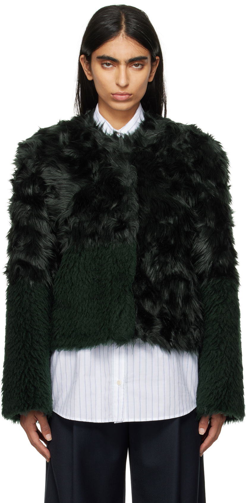 Яке STAND STUDIO Faux-Fur Cropped Jacket Зелено | 62267-9390