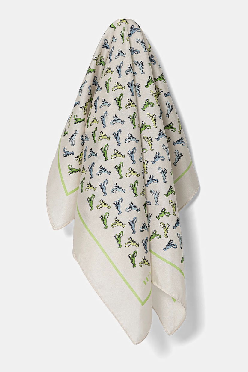 Шал Coach Coach Silk Scarf with Dinosaur Print Бяло | 29CAS86