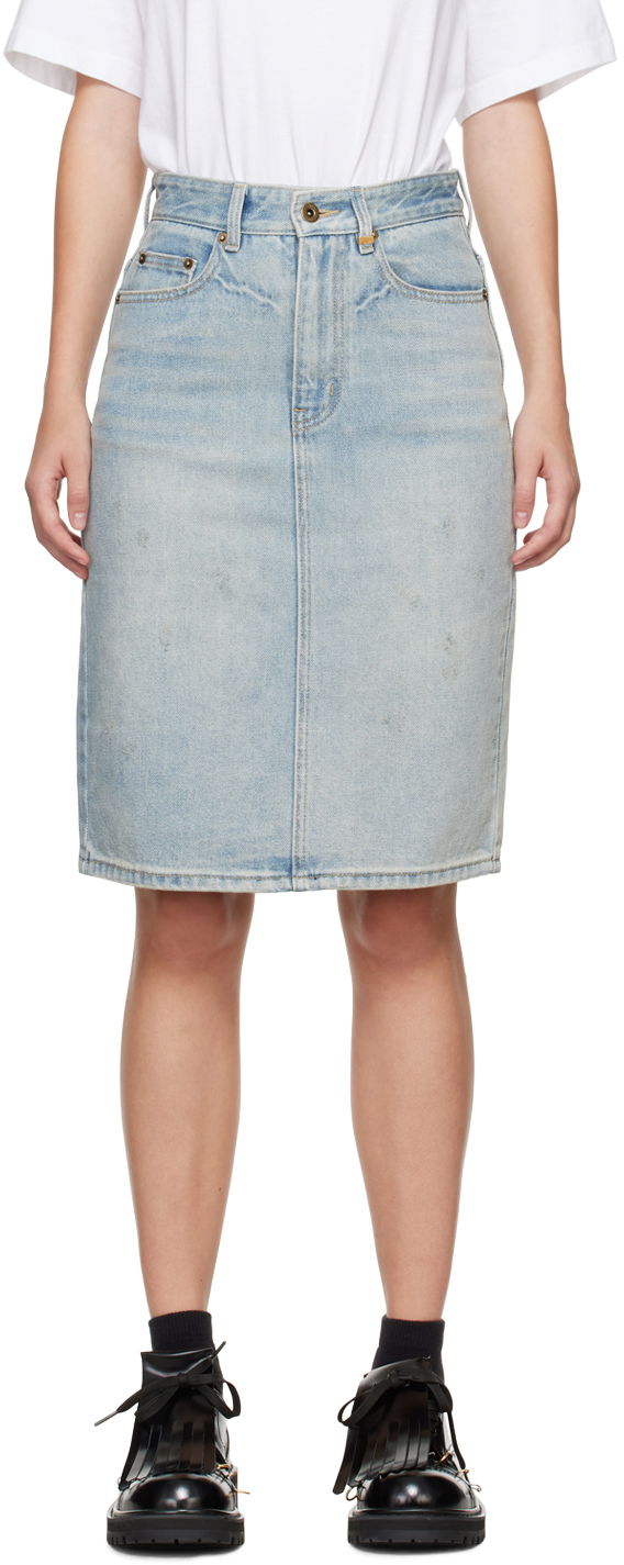 Пола We11done Washed Denim Midi Skirt Синьо | WD-DS2-24-372-W-SK, 0