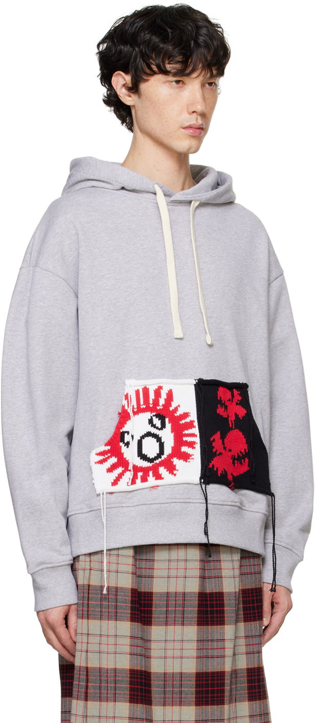 Суитчър Charles Jeffrey Loverboy Charles Jeffrey LOVERBOY Knit Patchwork Hoodie Сиво | 41100301, 1