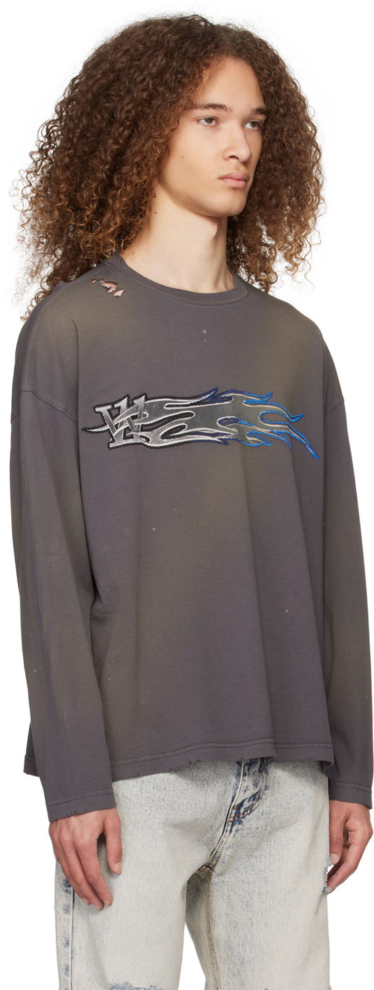 Тениска We11done We11done Faded Long Sleeve T-Shirt Сиво | WD-TT0-24-752-U-CH, 1