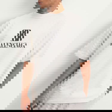 Тениска Balenciaga Men's Nano BB Logo Medium Fit T-Shirt, Size Large Бяло | 764235-TSVO2-9012, 5