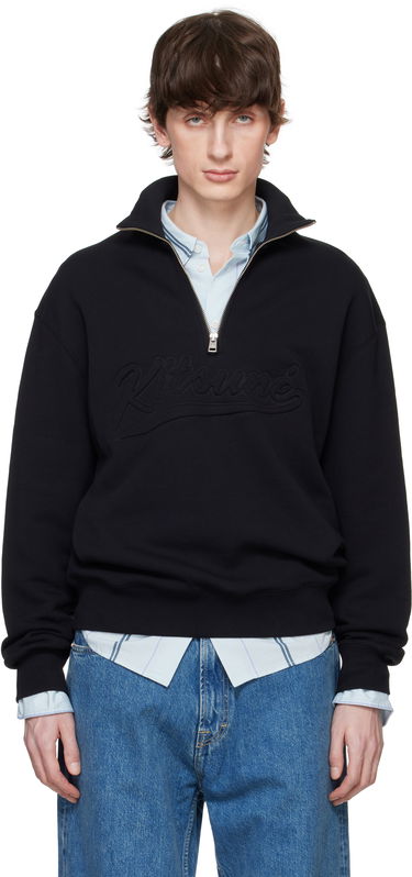 Суитчър MAISON KITSUNÉ Maison Kitsuné Varsity Half Zip Sweater Черно | OM00302KM0321, 0