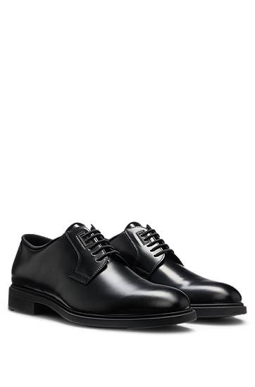 Грижа за обувките BOSS Leather Derby Shoes with Piped Trims Черно | 50499719