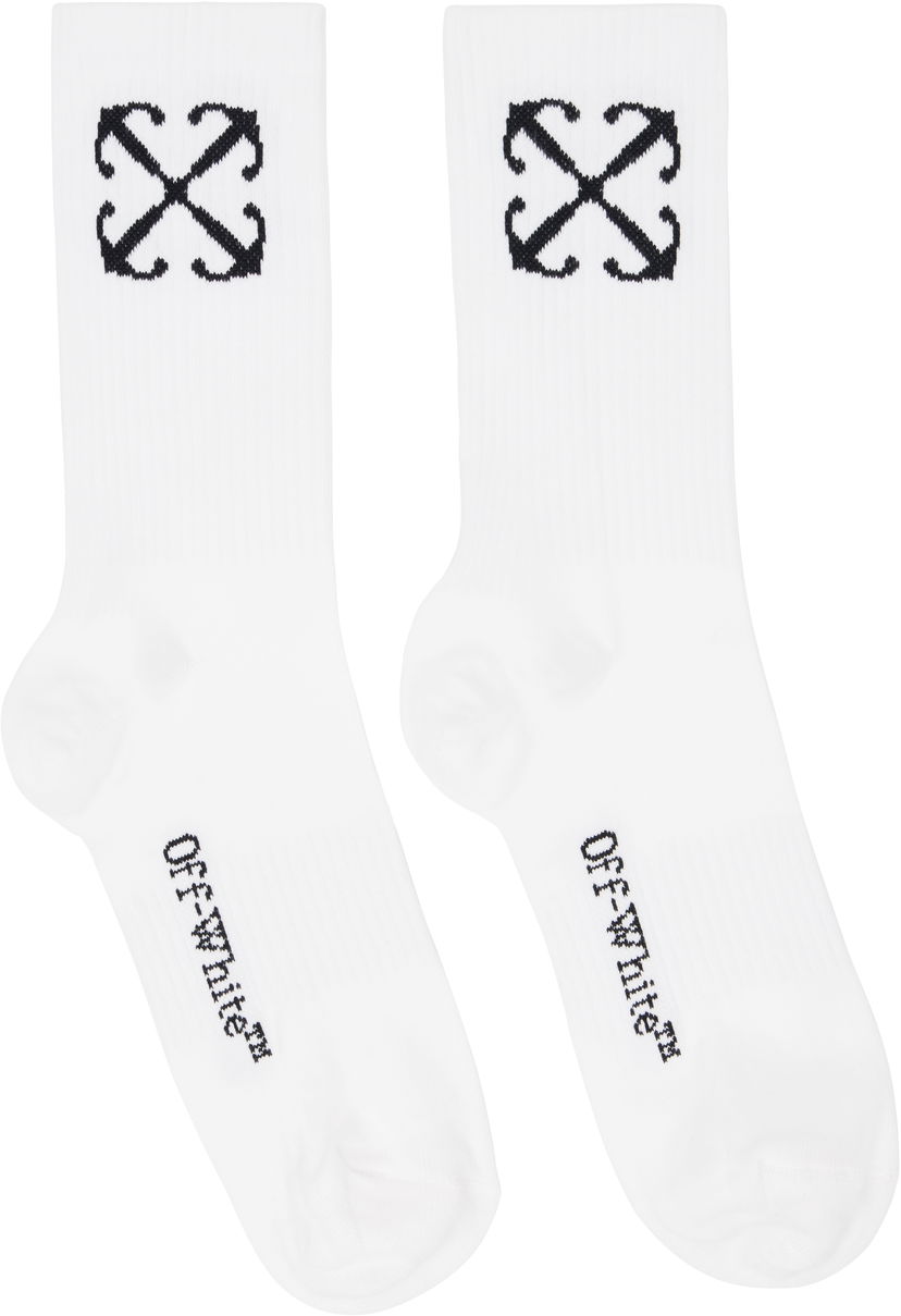 Чорапи Off-White White Mid Socks with Logo Бяло | OMRA080C99KNI0010110