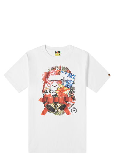 Тениска BAPE A Bathing Ape Christmas Ape Head Tee Бяло | 001TEI701013FWHT