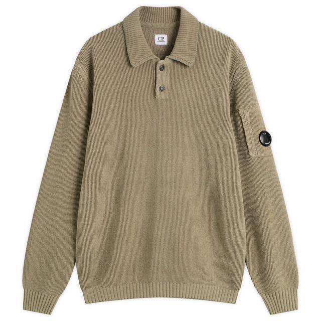 C.P. Company Men's Chenille Ribbed Knit Polo Shirt