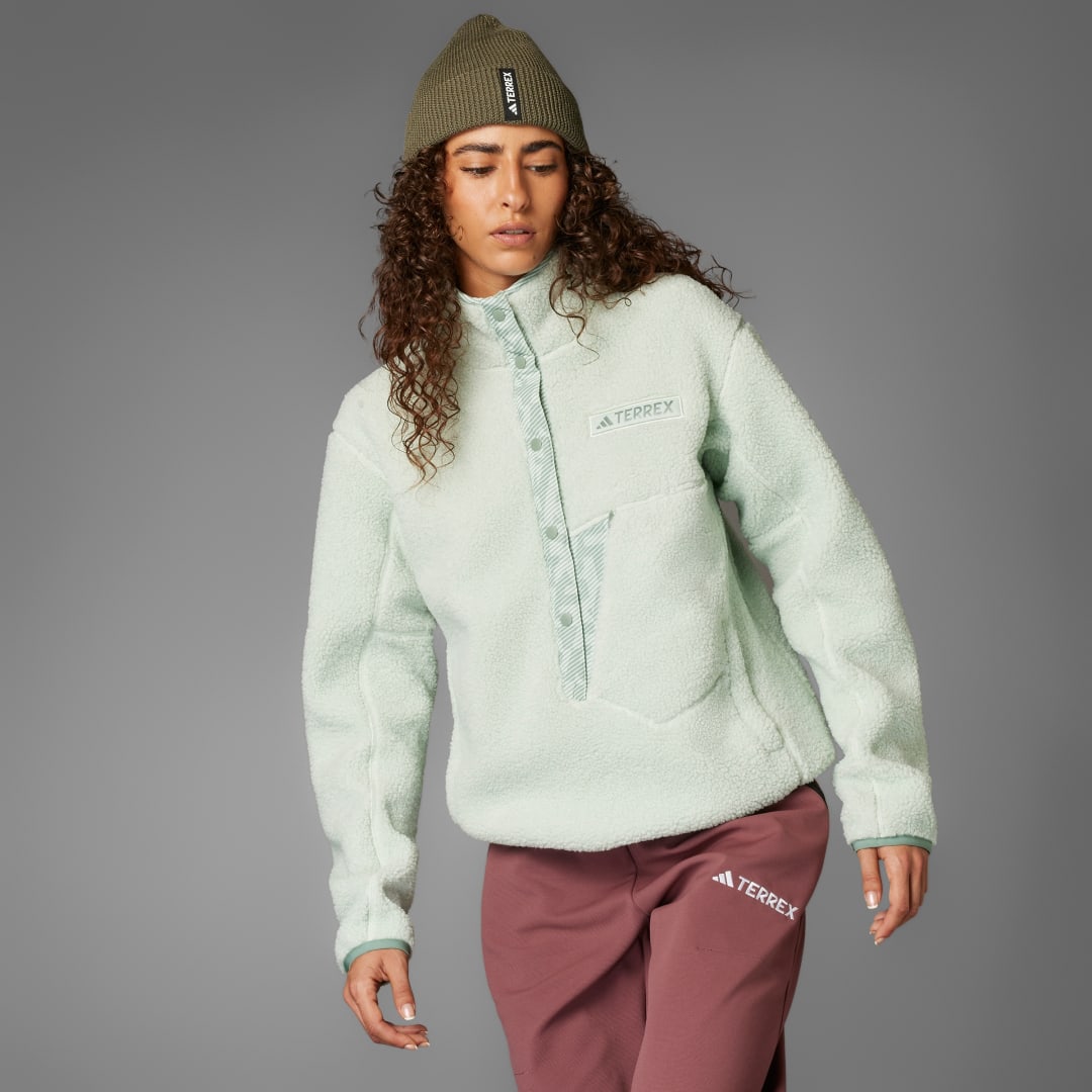 Суитчър adidas Performance Terrex Xploric High Pile Fleece Pullover Зелено | JE3887, 0