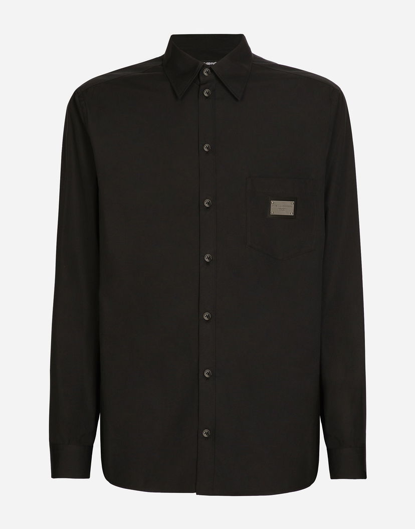 Риза Dolce & Gabbana Martini-fit Cotton Shirt With Branded Tag Черно | G5JG4TFU5U8N0000