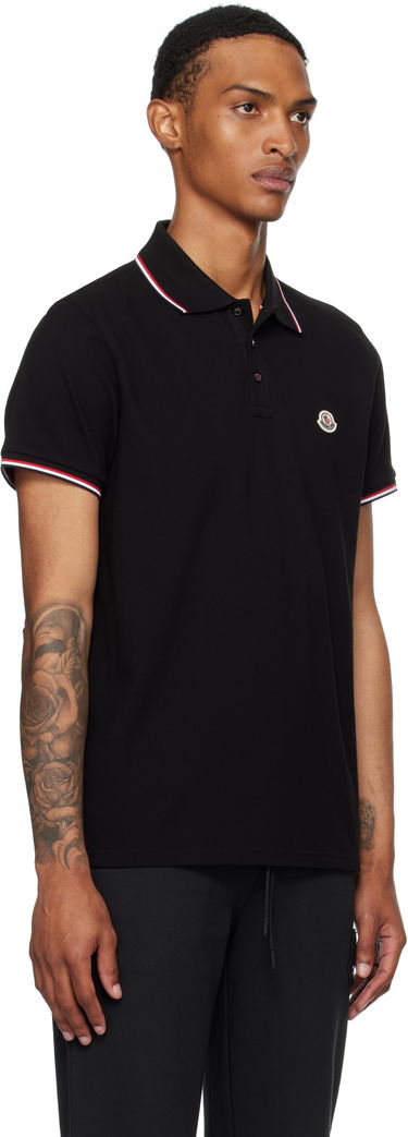 Поло тениска Moncler Moncler Tricolor-Trimmed Cotton Piquet Polo Тъмно синьо | K20918A7030084556, 4