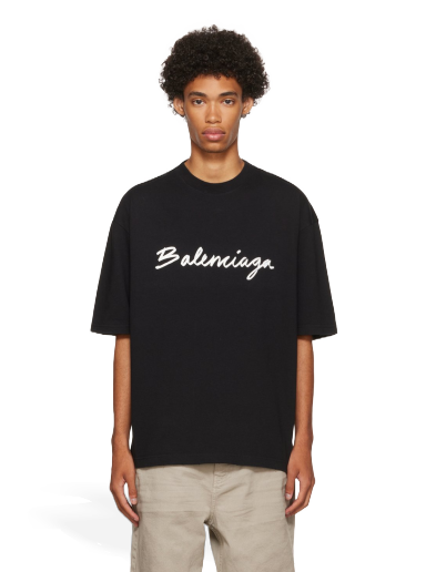 Тениска Balenciaga Cotton T-Shirt Черно | 612966-TMVB4-1070