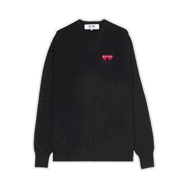 Пуловер Comme des Garçons PLAY Double Heart V-Neck Sweater Черно | AZ N056 051 1, 0