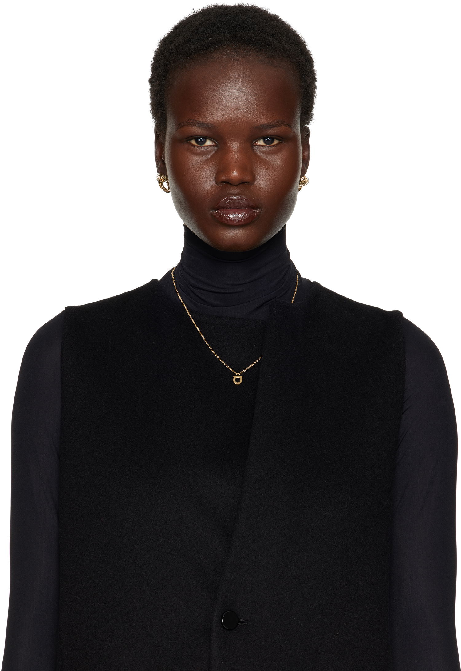 Колие FERRAGAMO Salvatore Ferragamo Gancini Crystal Pendant Necklace Металик | 696654, 1