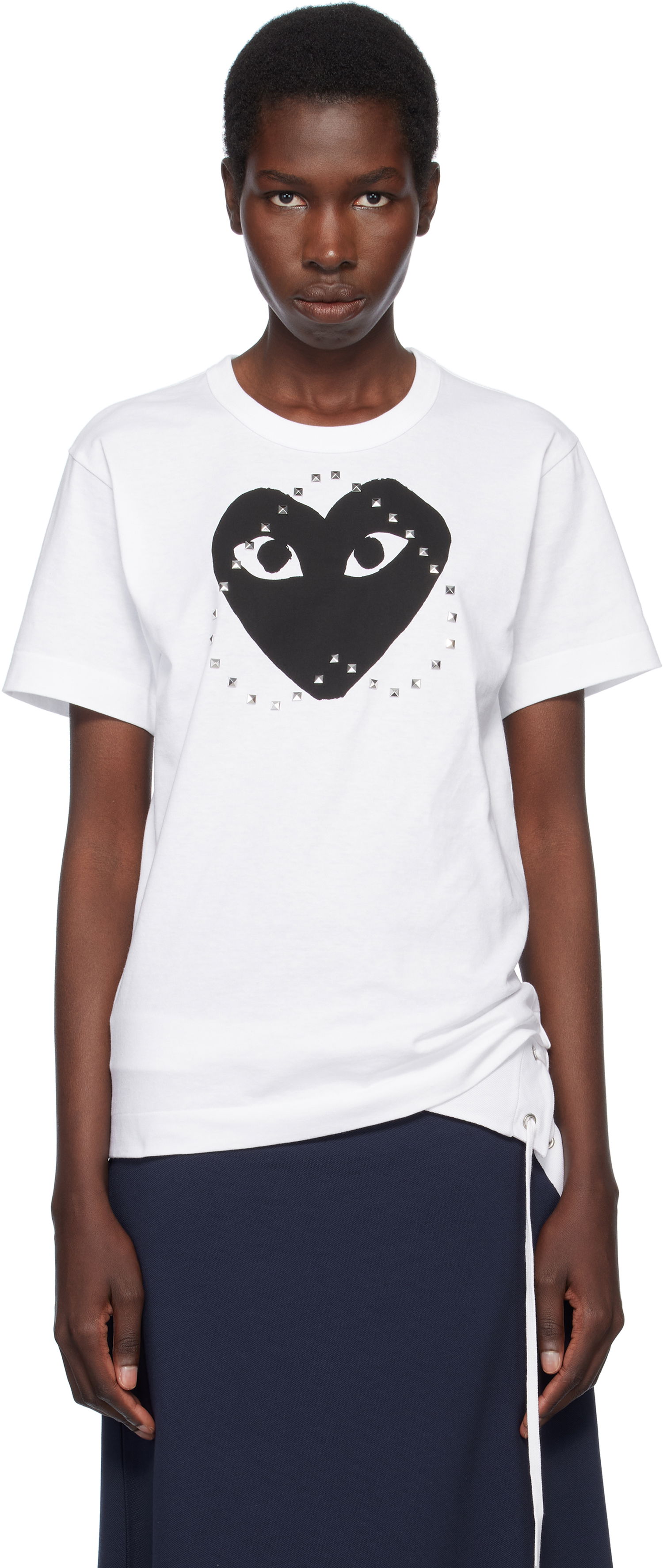 Тениска Comme des Garçons PLAY Stud Print Heart T-Shirt Бяло | AX-T804-051, 0