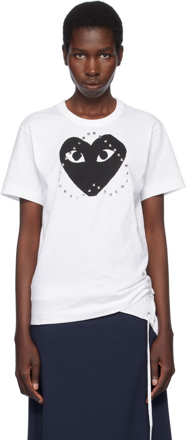 Тениска Comme des Garçons PLAY Stud Print Heart T-Shirt Бяло | AX-T804-051, 0