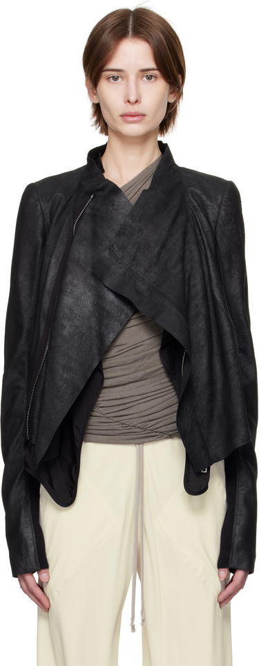Яке Rick Owens Rick Owens Hollywood Low Neck Biker Leather Jacket Черно | RP01E7702 LBA, 0