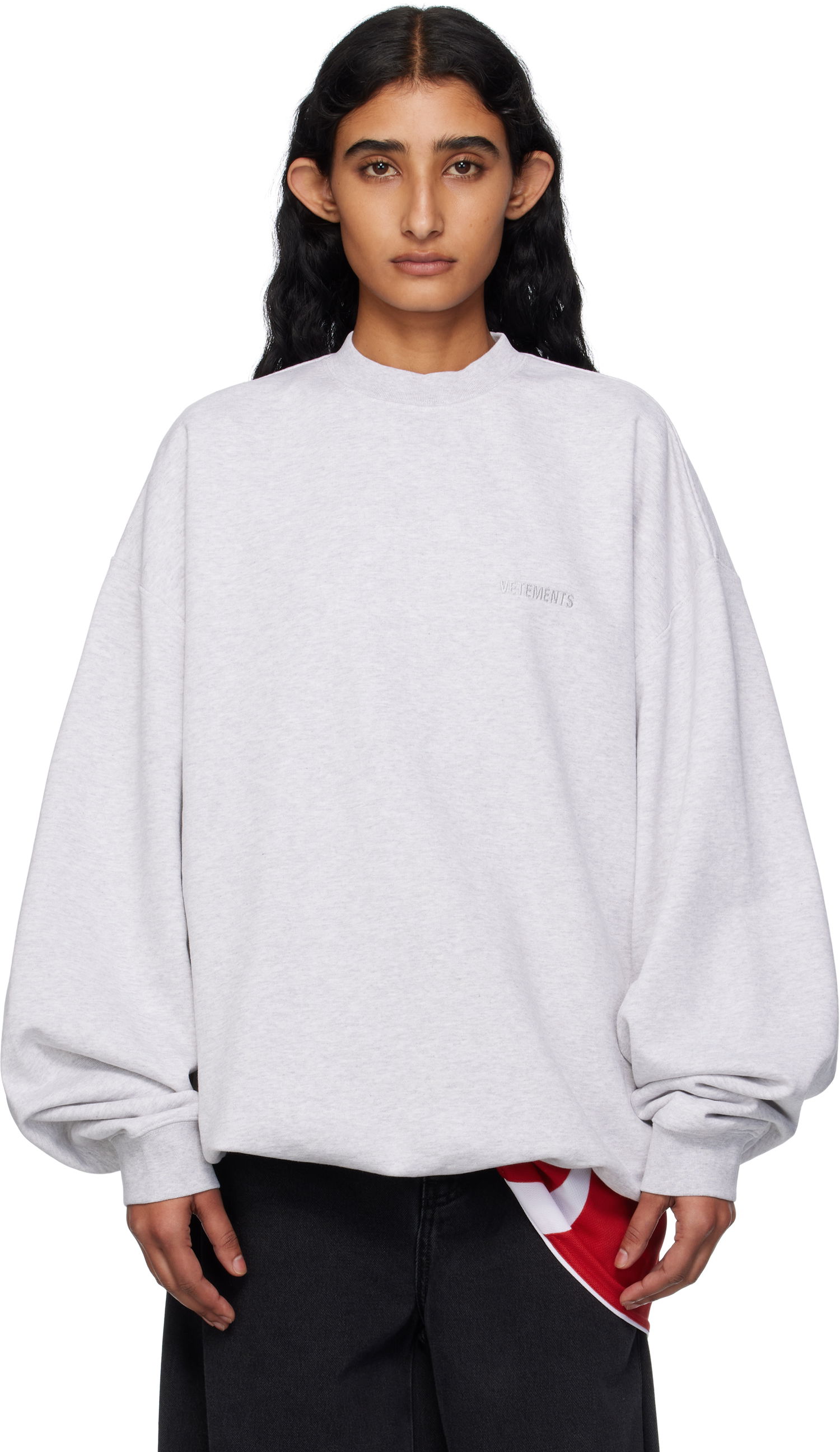 Суитчър VETEMENTS Vetements Logo Oversized Sweatshirt Сиво | UH76CW100G, 0
