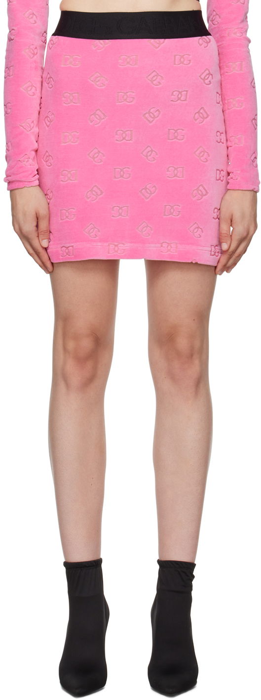 Pink Flocked Miniskirt