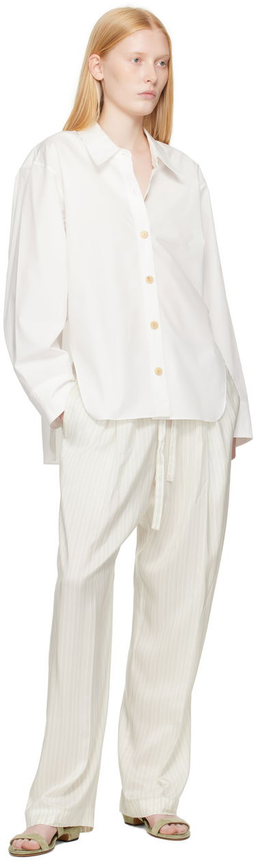 Панталони Khaite KHAITE Trenton Striped Drawstring Trousers Бяло | 31603003, 3