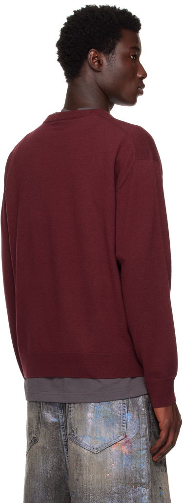 Пуловер We11done We11done Logo Knit Pullover Sweater Бургунди | WD-KO2-25-651-U-WN, 2