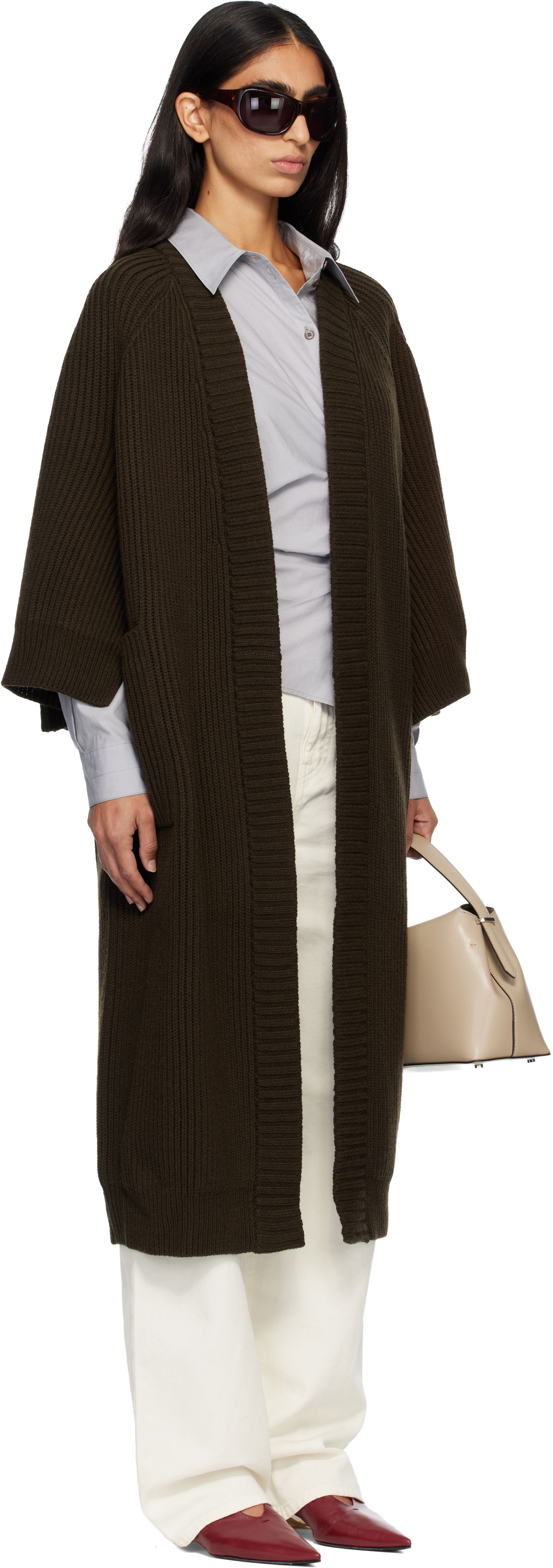 Пуловер Max Mara Atollo Rib Knit Long Cardigan Кафяво | 2521346113600, 1