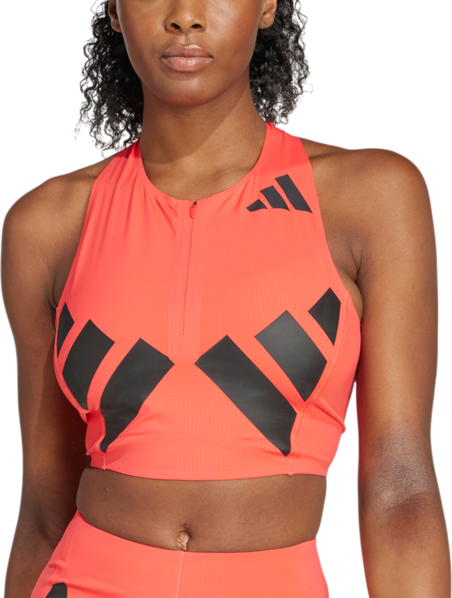 Съкратен топ adidas Originals Adizero Road to Records Crop Top Червено | jd7321, 0