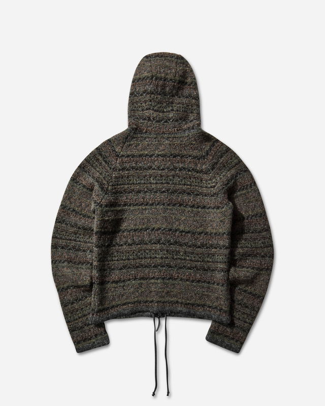 Fair Isle Felted Knit Zip-Up Hoodie