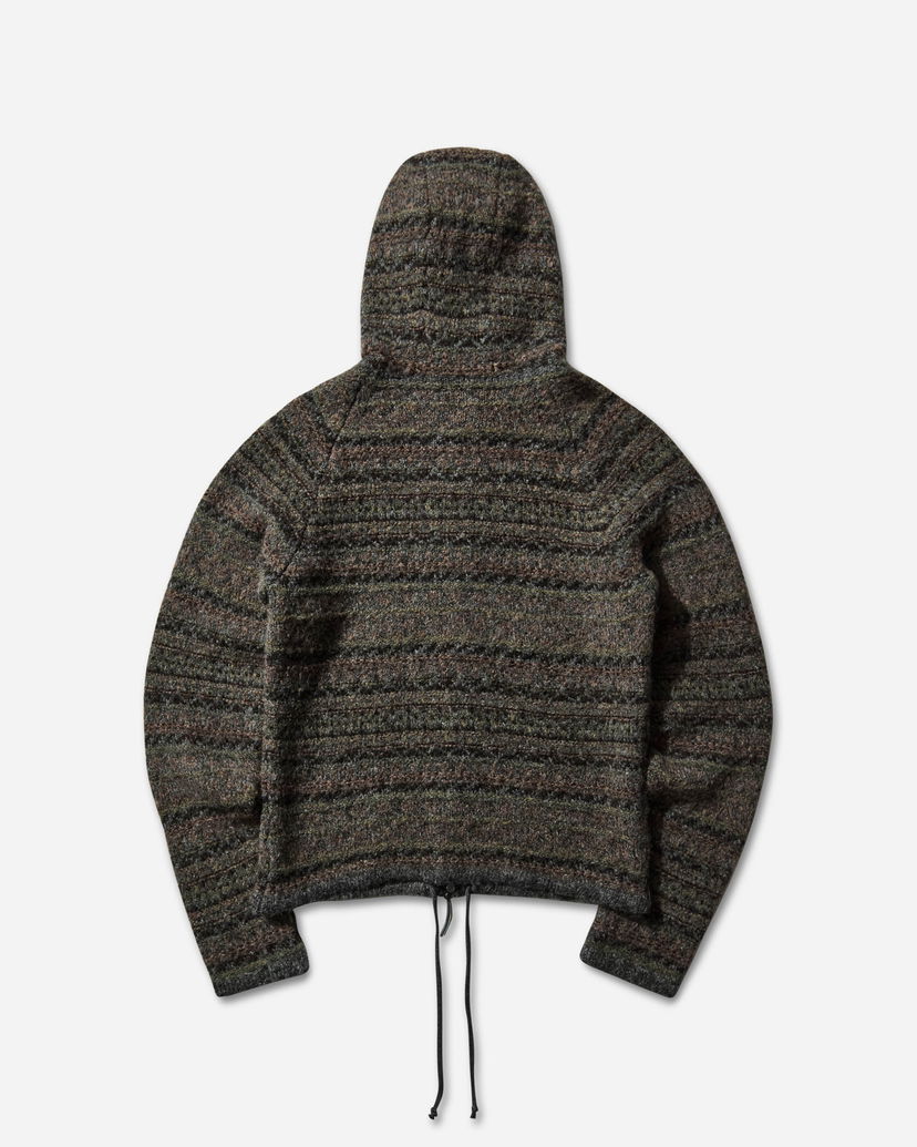 Суитчър ROA Fair Isle Felted Knit Zip-Up Hoodie Зелено | RBMW0520YA74 GRN0012