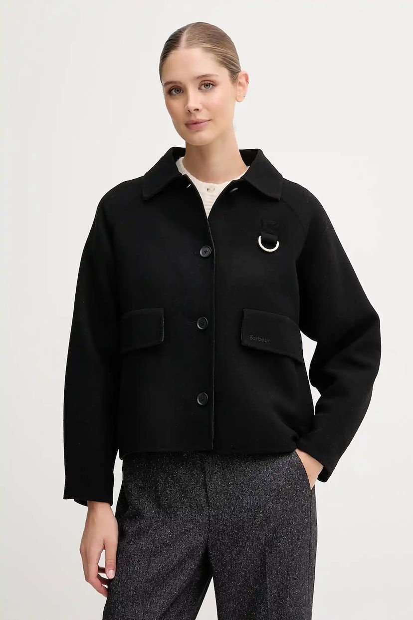 Яке Barbour Barbour Leonie Oversized Wool Jacket Черно | LOS0077