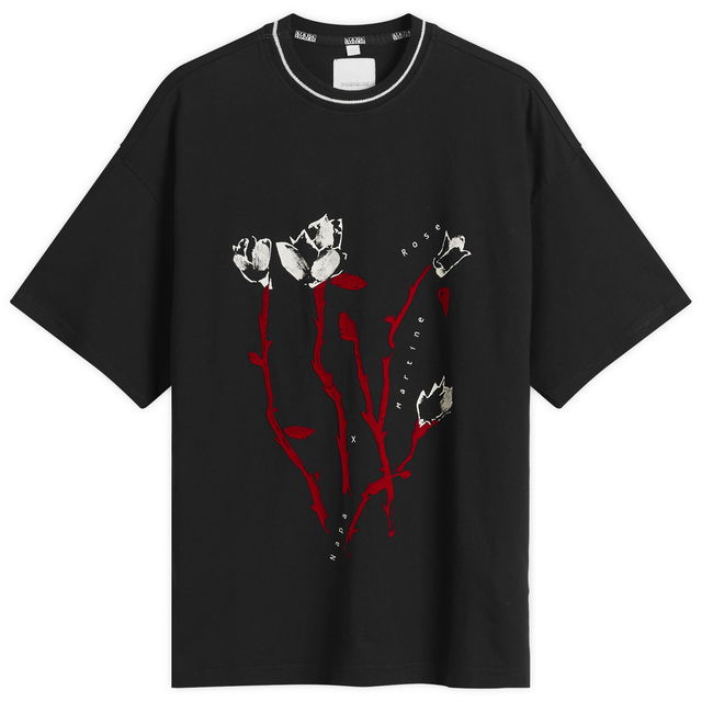 Martine Rose Striped Rib Neck Oversized Graphic T-Shirt