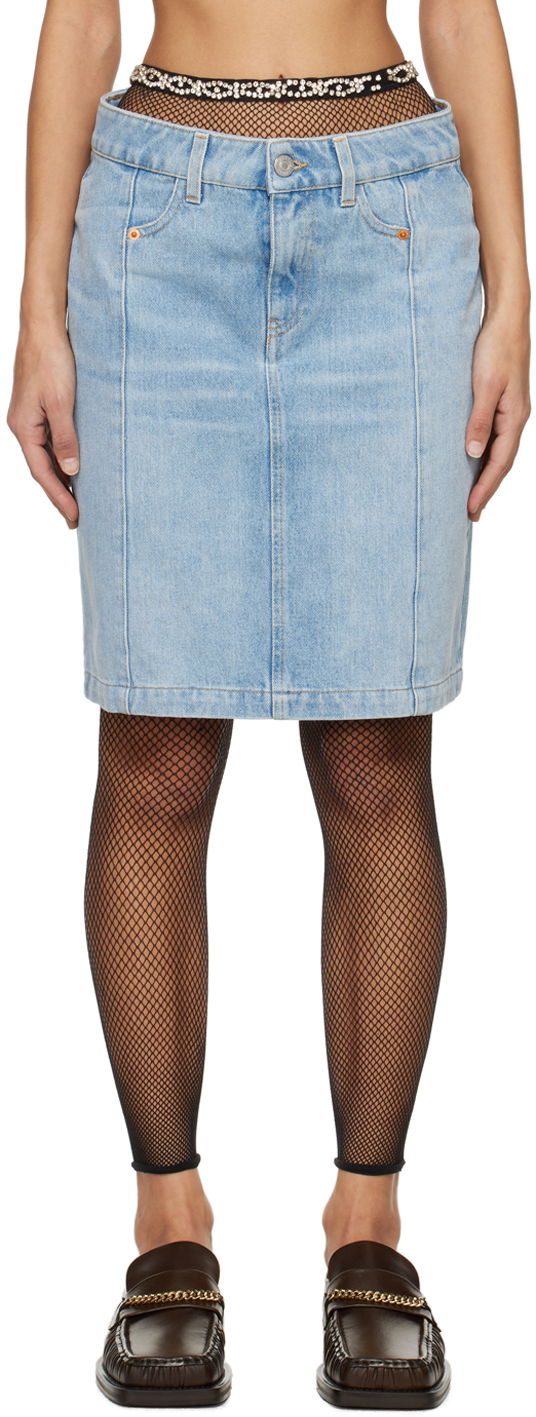 Пола Martine Rose Narrow Front Denim Miniskirt Синьо | MRSS24-238, 0