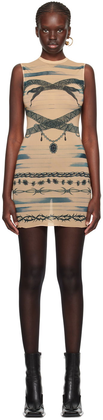 Pокля Jean Paul Gaultier Edition Mesh Minidress Бежово | 23/14-F-RO062-J523-630200, 0