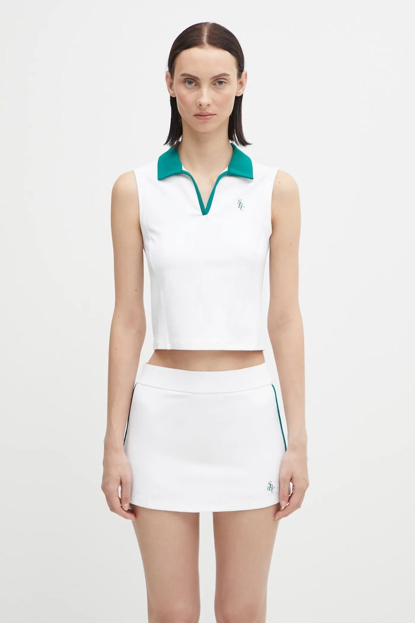 Поло тениска Sporty & Rich Sleeveless Sports Polo Top Бяло | TO024621302WH27
