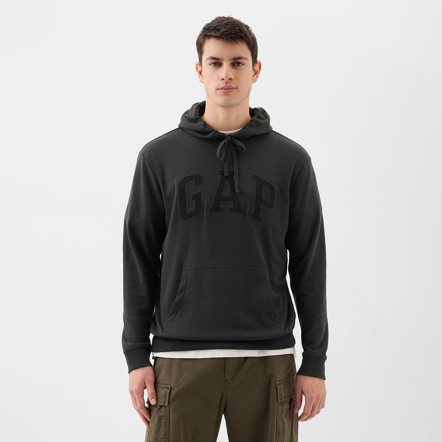 Суитчър GAP French Terry Pullover Logo Hoodie Moonless Night Черно | 868453-04, 0