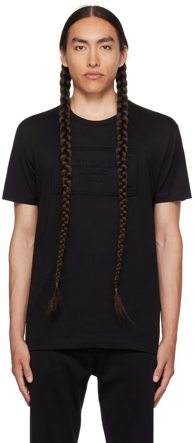 Тениска Dolce & Gabbana Black Embossed T-Shirt Черно | G8KBAZG7C7U, 0
