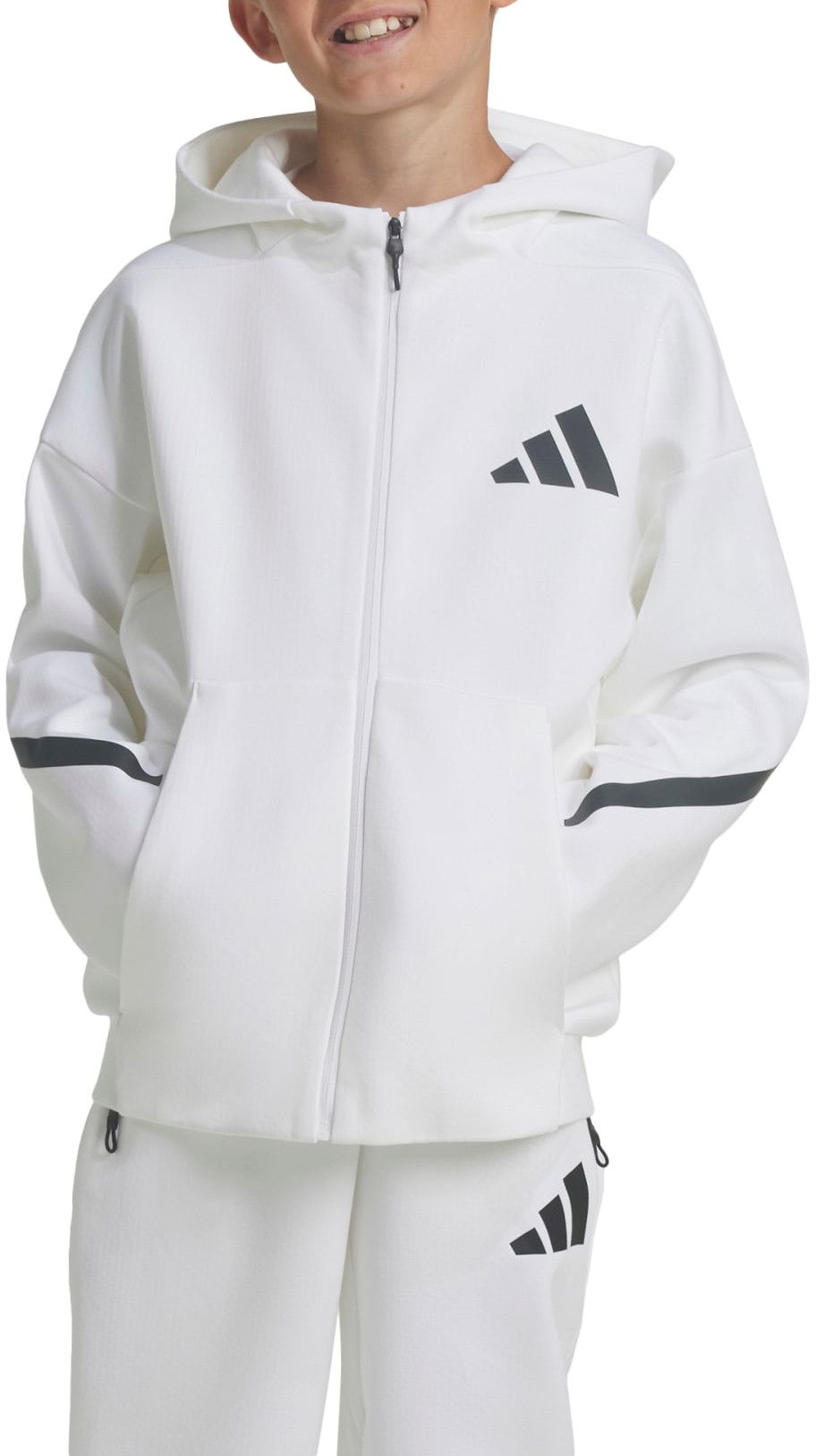 Суитчър adidas Originals J Z.N.E. Full-Zip Hoodie Бяло | jj4147, 0